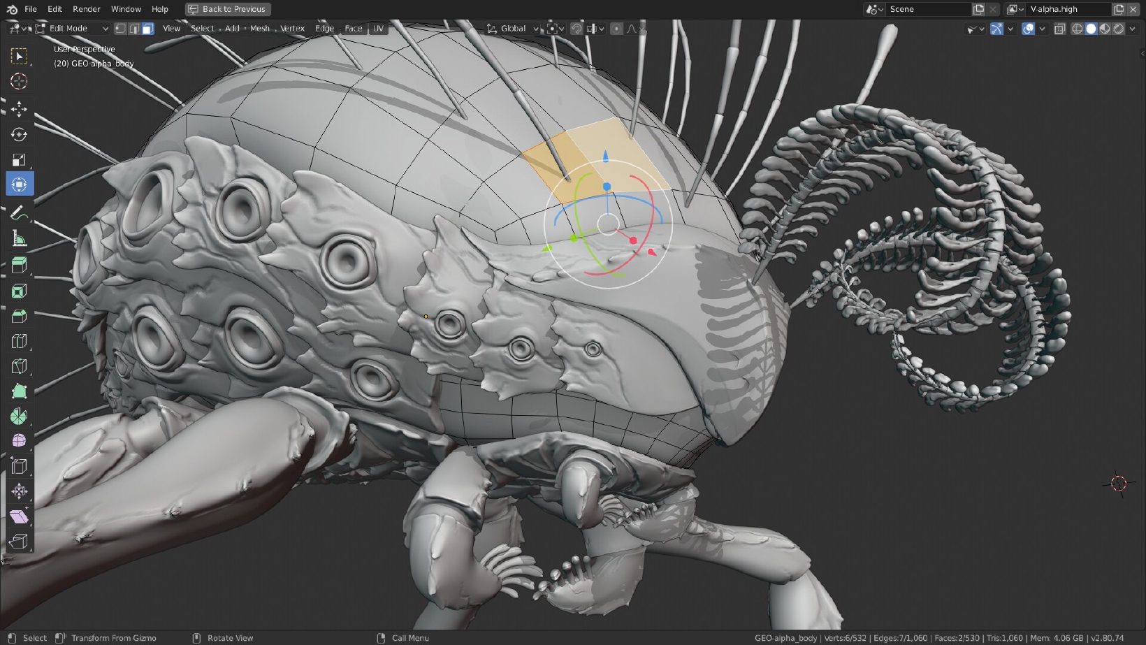 Blender podczas modelowania 3D