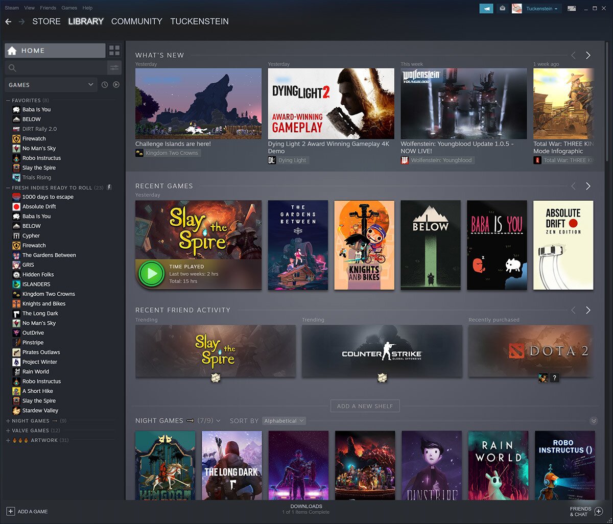 Biblioteka gier w programie Steam